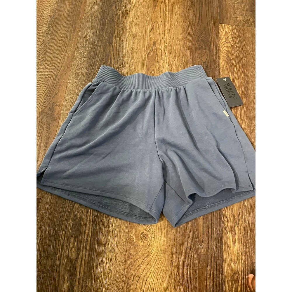Athletic Works Women’s Knit Athletic Shorts Blue Solid Elastic Waist Gym S